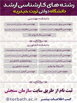 پذیرش دانشجو در دانشگاه تربت حیدریه