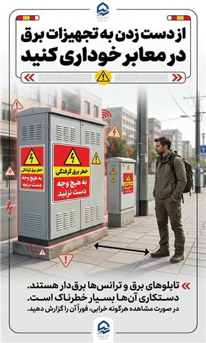 از دست زدن به تجهیزات برقی در معابر خودداری کنید