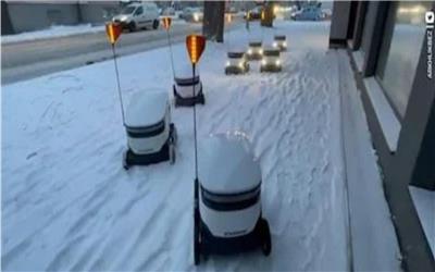زمین گیر شدن پیک‌های رباتیک در برف سنگین  استونی