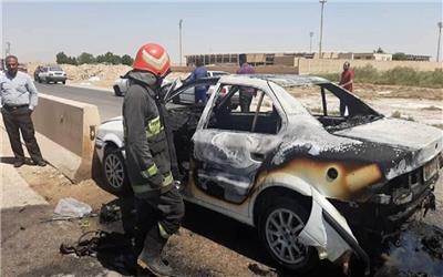 راننده خودروی حامل سوخت قاچاق در آتش سوخت