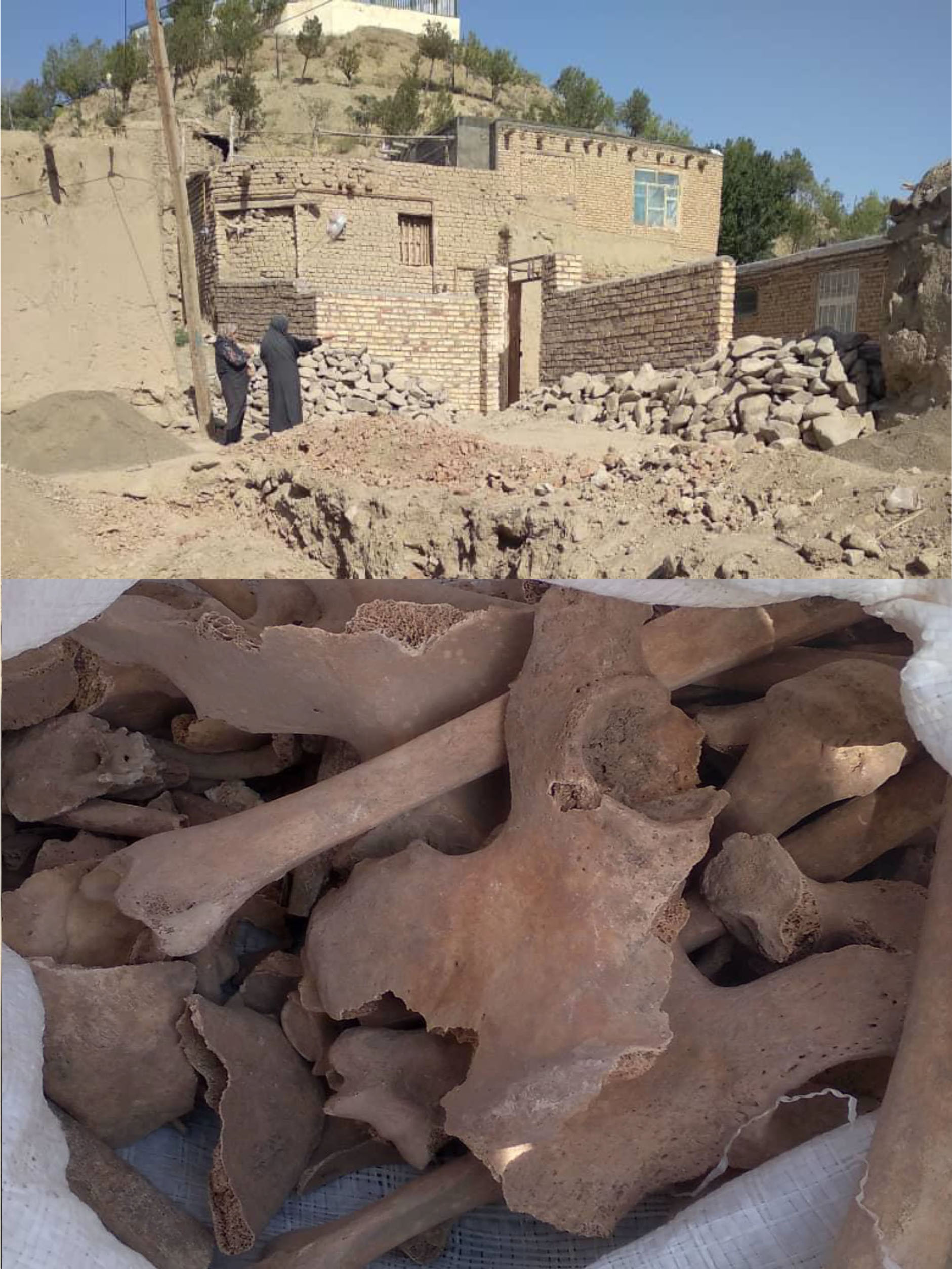 بقایای  اسکلت 2 انسان در بافت تاریخی کدکن تربت‌حیدریه کشف شد